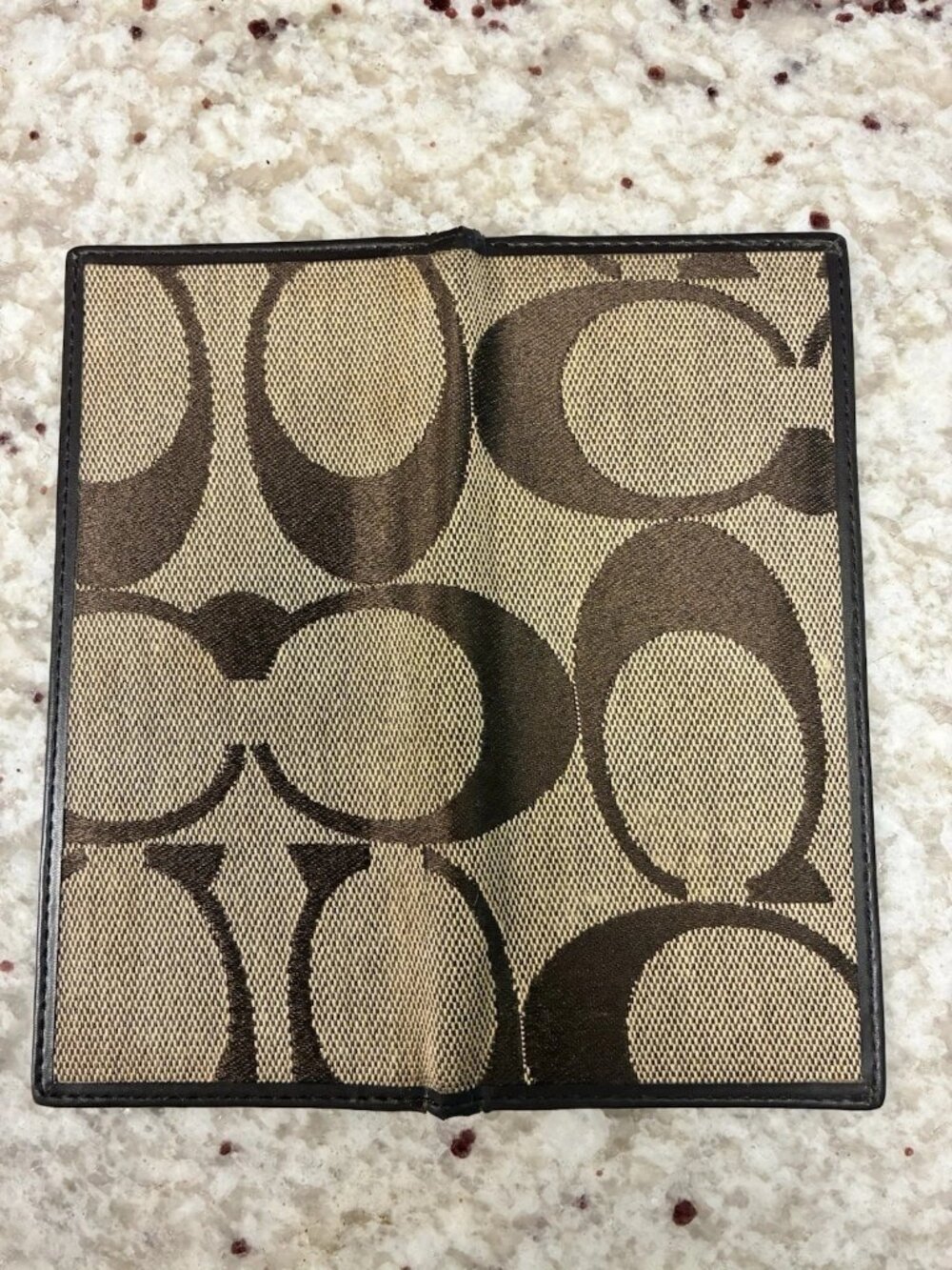 Coach Vintage Signature C Checkbook Wallet Cover Brown Tan
